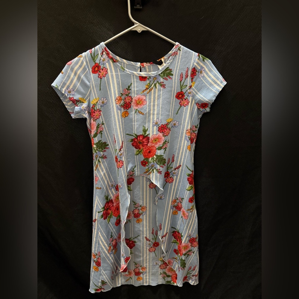 Floral Striped Short Sleeve Dress